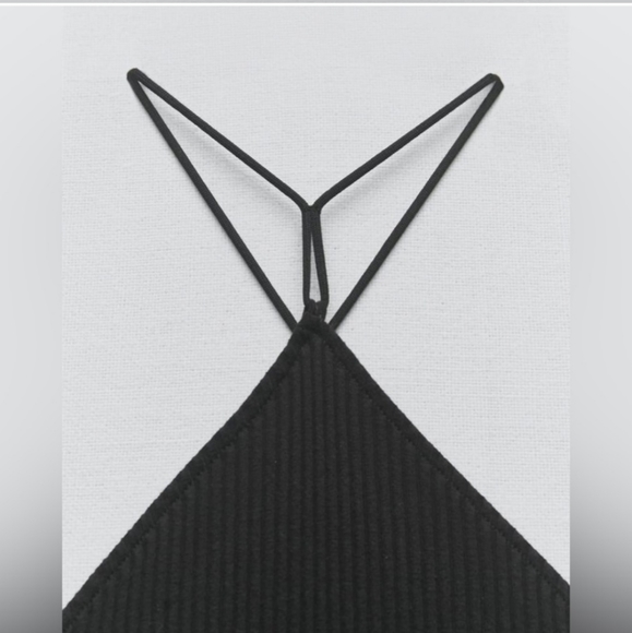 NWT ZARA * FRINGE RIBBED TOP BLACK - Picture 12 of 12